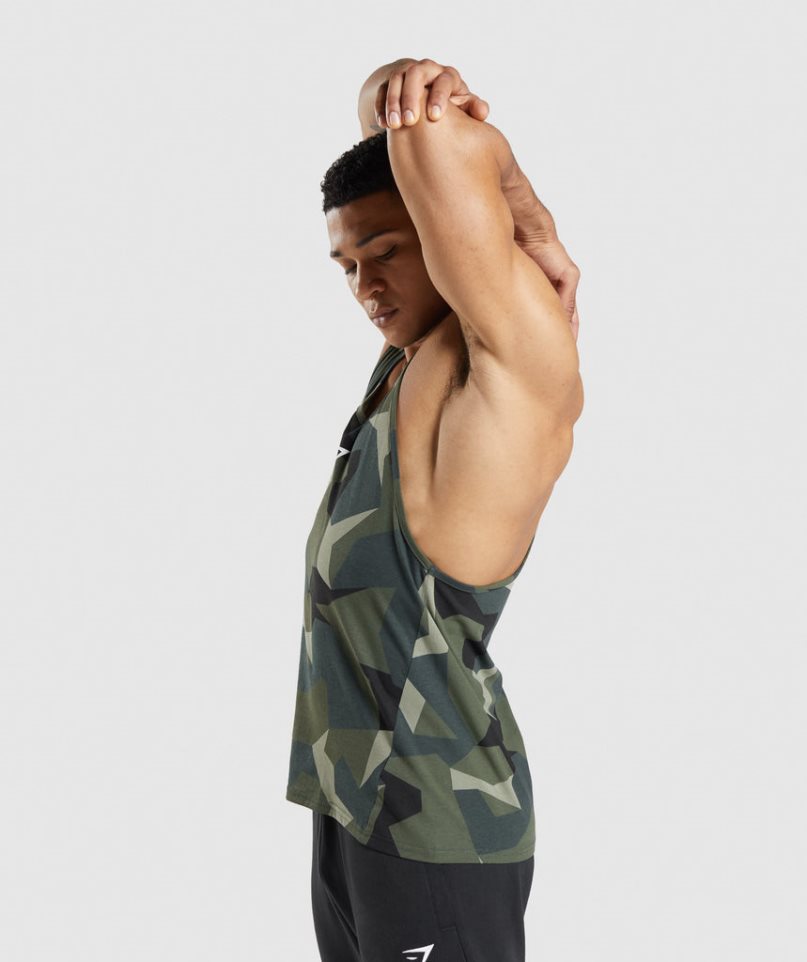 Men's Gymshark Critical Stringer Tanks Camo | CA 30D158